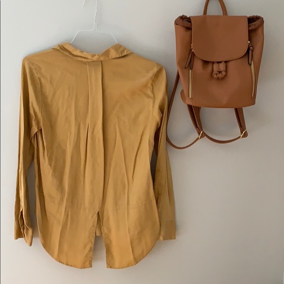 Mustard Button Up Denim Shirt - Picture 4 of 5